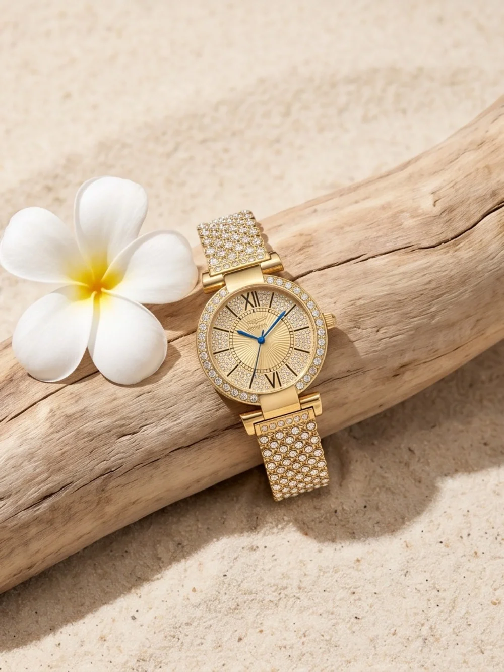 Invicta Gold Tone Crystal-Embellished Women's Watch with Blue Hands